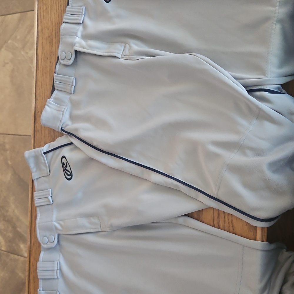 RAWLINGS baseball pants knickers (2 pairs) - gray navy leg stripe youth XL